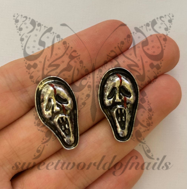 Silver Leopard Head Shaped Nail 3D Charms 