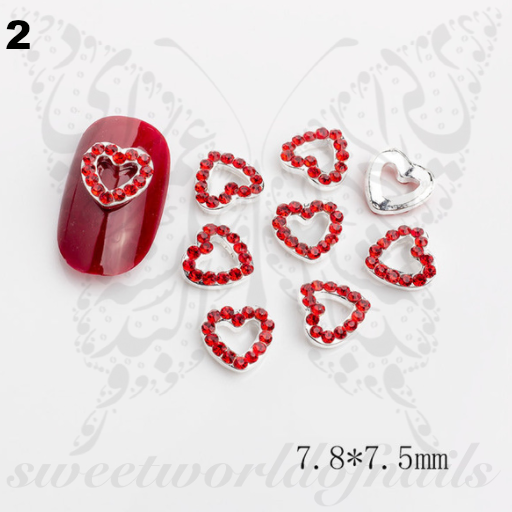 NEWSPIED Gold Heart Nail Charms for Nails 12 Pcs Valentine's Day 3D Heart  Nail Rhinestones Love Heart Shape Nail Gems with Crystals Diamonds Design