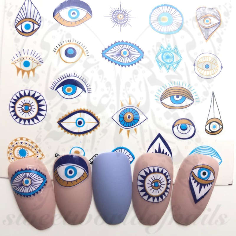 Evil Eye Nail Art Blue Eye Nail water decals 