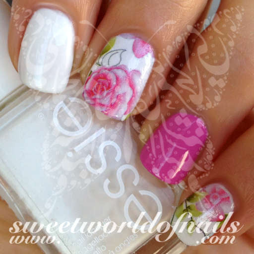 Flower Nail Art Pink Flower Nail Water Decals Wraps