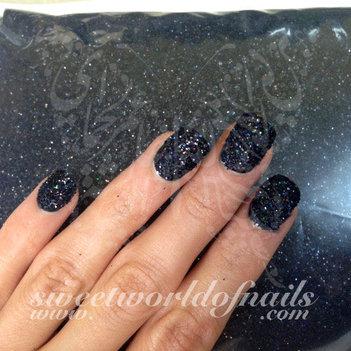 24 Black Starry Glitter False Nails UV Gel Press On Nails Coffin Stiletto  Square