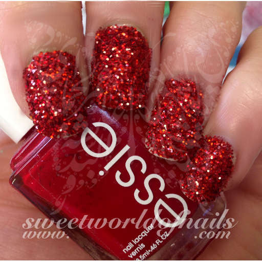 Red Glitter Acrylic Nails by Nmnails