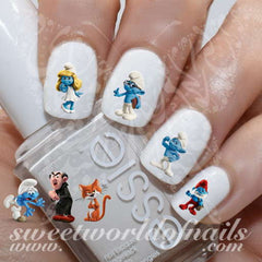 Stitch and Smurf Nail Art Stickers Decals. 