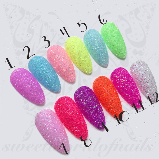 Colorful Glow in the Dark - Acrylic & Dipping Nail Powder - 6 colors