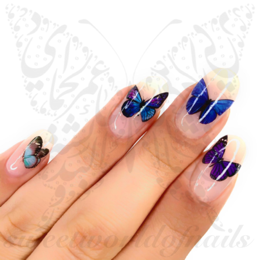Long Length Coffin Press Nails Blue Purple Gradient Glossy - Temu