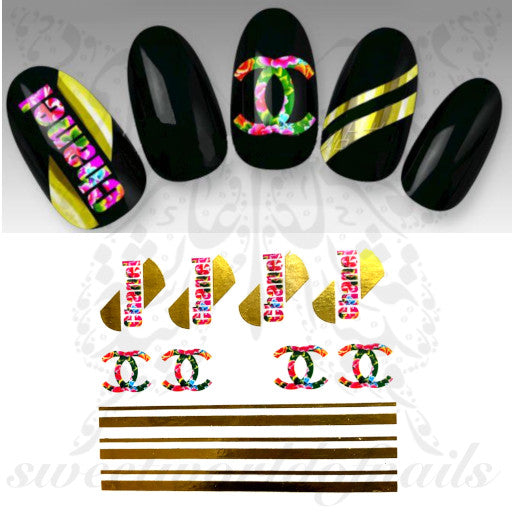 Gold Letter Nail Art Water Decals