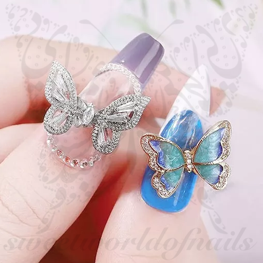 3d Butterfly Nail Charms Nails Butterflies Rhinestones Big Nail