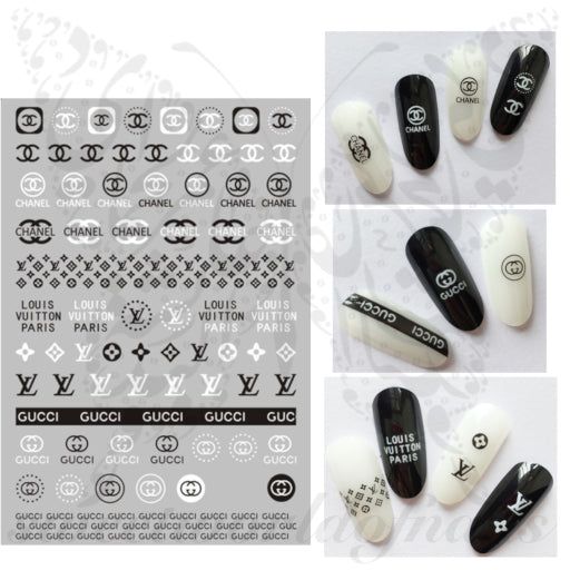 lv designer multi color nail stickers