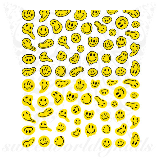 Melty Smiley Face Nail Art Nail Stickers