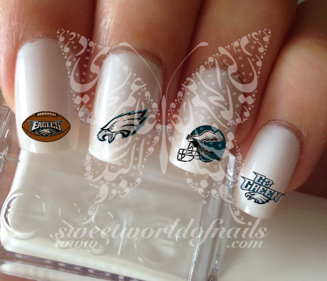 Philadelphia Eagles Football Nail Art Decals - Salon Quality!